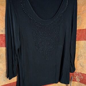 Laura Ashley Black Studded Long Sleeve Top
